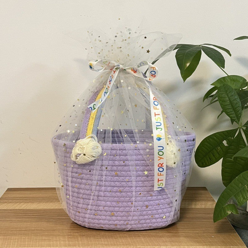 Women's handmade basket bag with color-coordinated handle accents Stornfield