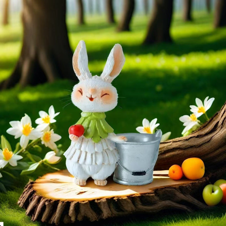 Adorable Rabbit Figurine with Lettuce Planter Stornfield