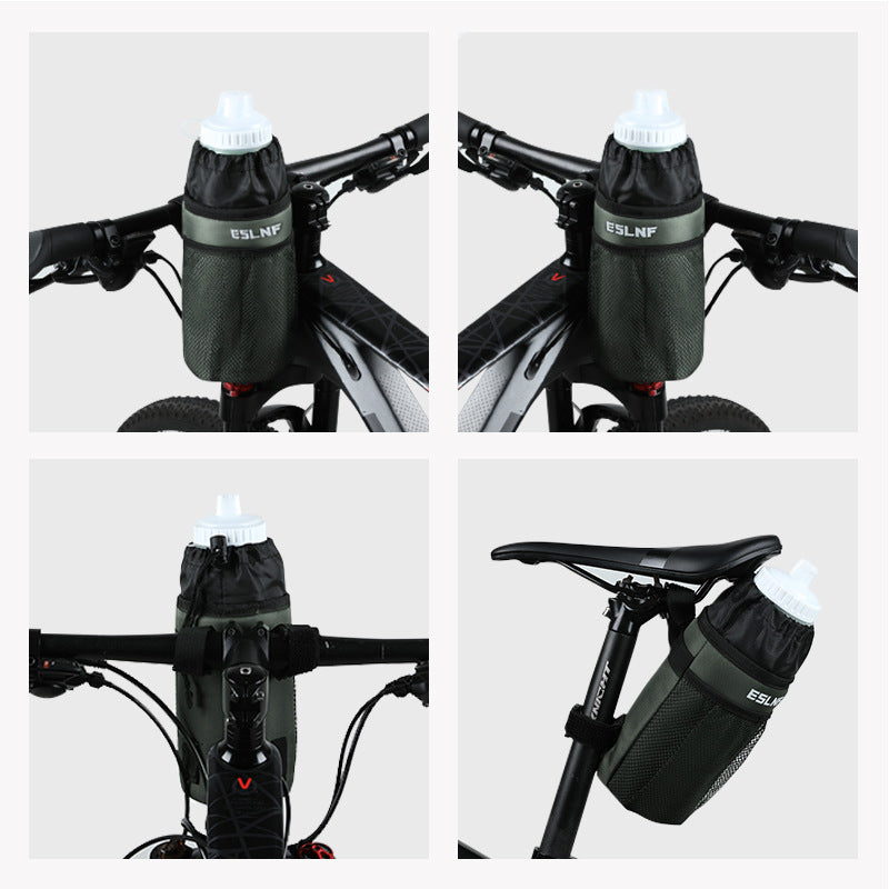 insulated bike bottle holder with adjustable Velcro straps and mesh pocket Stornfield