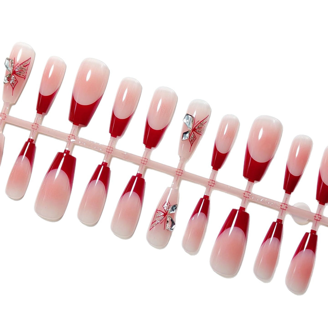 Artificial nails with elegant floral design and glitter accents Stornfield