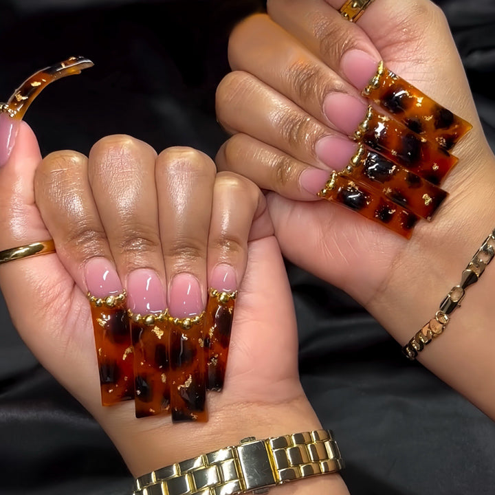Elegant Tortoise Shell Acrylic Nail Enhancements Stornfield