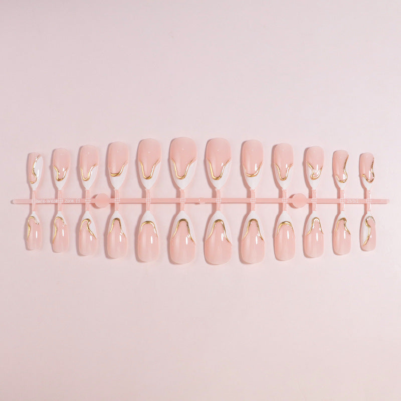 DIY Press-On Nail Set with Elegant Gold Accents Stornfield