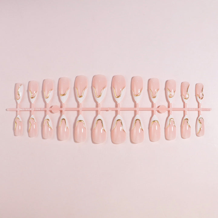 DIY Press-On Nail Set with Elegant Gold Accents Stornfield