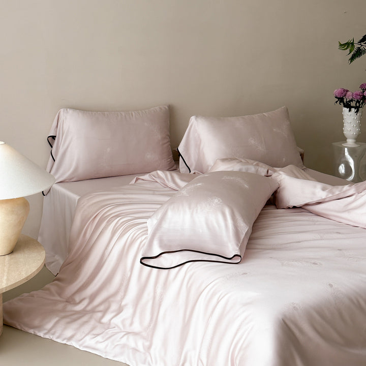 Luxurious silky bedding set with butterfly jacquard