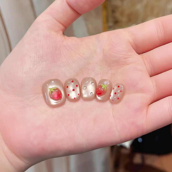 Strawberry Decorated Press-On Nails Stornfield