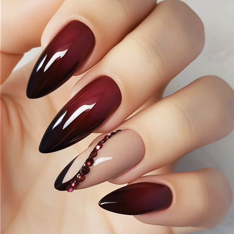 Nail set with elegant ombre design and creative decorations Stornfield