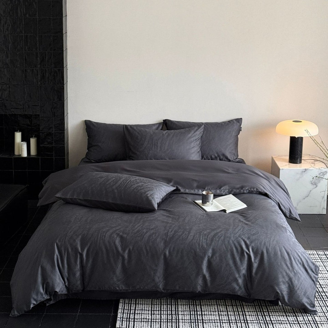 Premium bedding set made of washed cotton satin with a matte silky finish