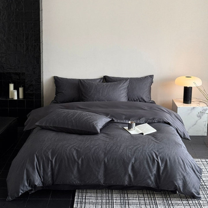 Premium bedding set made of washed cotton satin with a matte silky finish