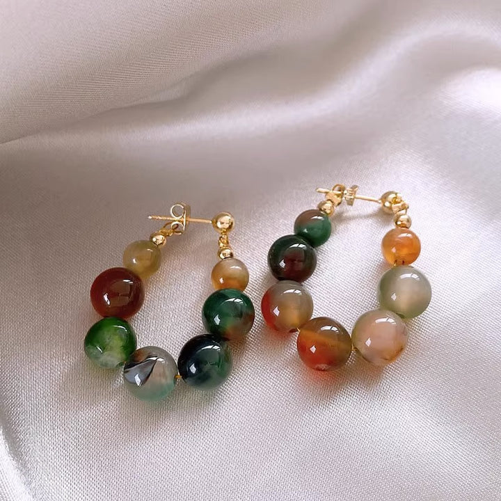 Elegant Stone Beaded Hoop Earrings Stornfield