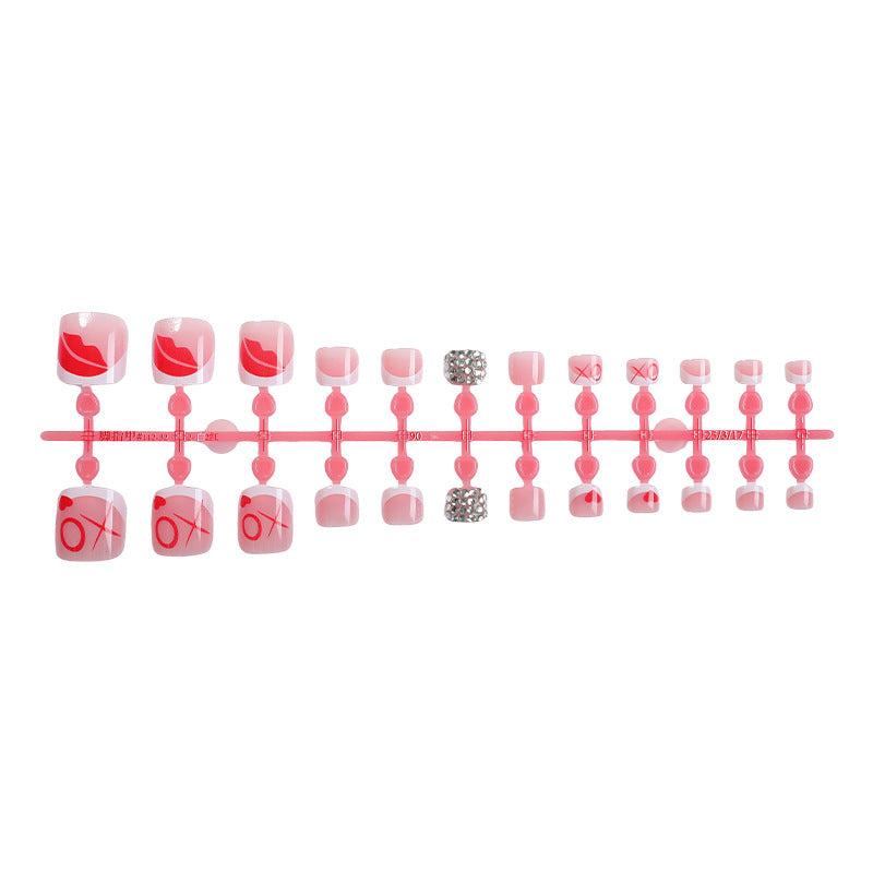 Decorative Press-On Nail Art Set with Kiss and Heart Designs Stornfield