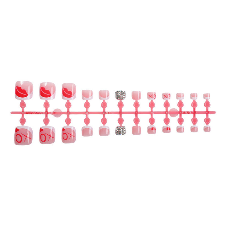Decorative Press-On Nail Art Set with Kiss and Heart Designs Stornfield