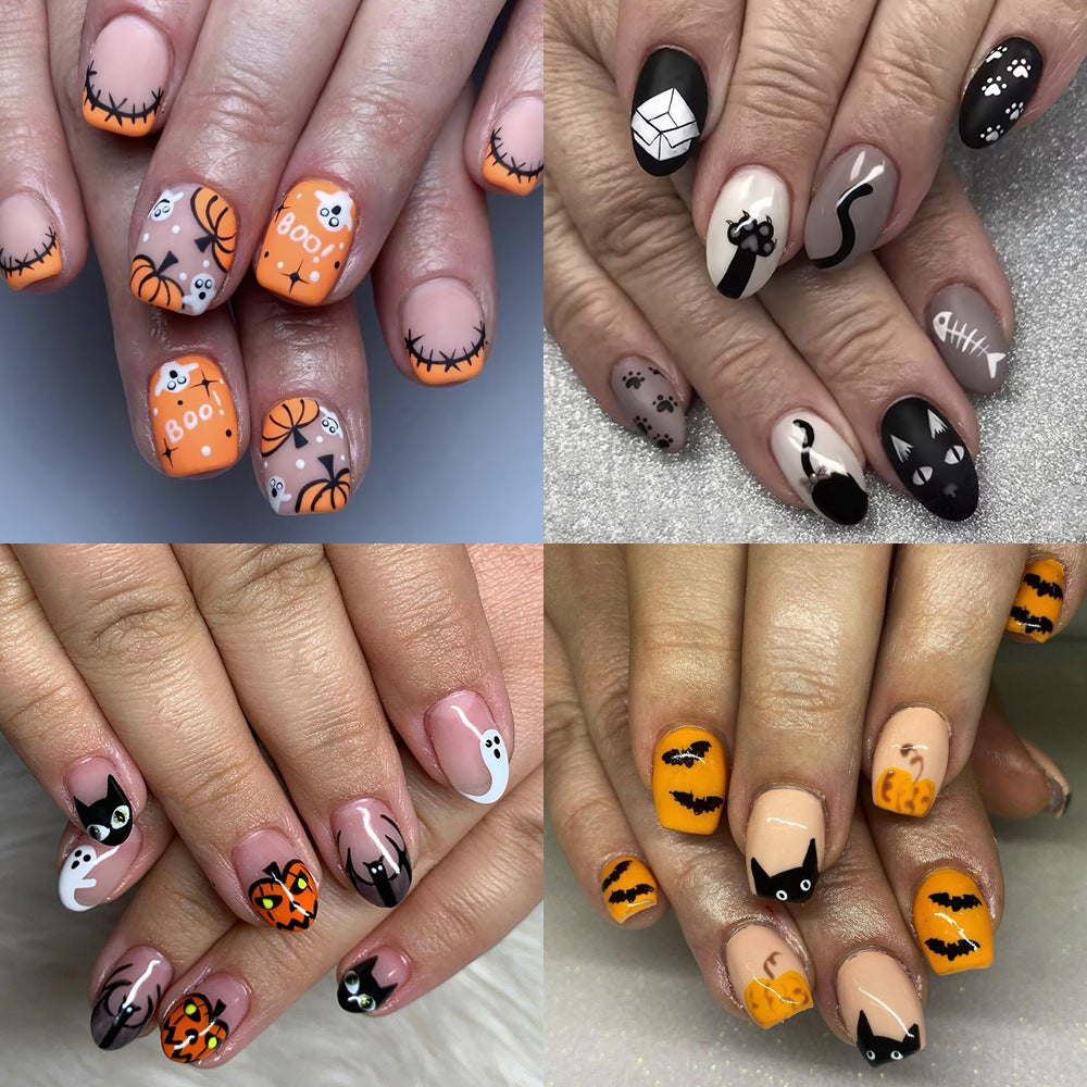 Halloween-Themed Press-On Nail Art Set Stornfield