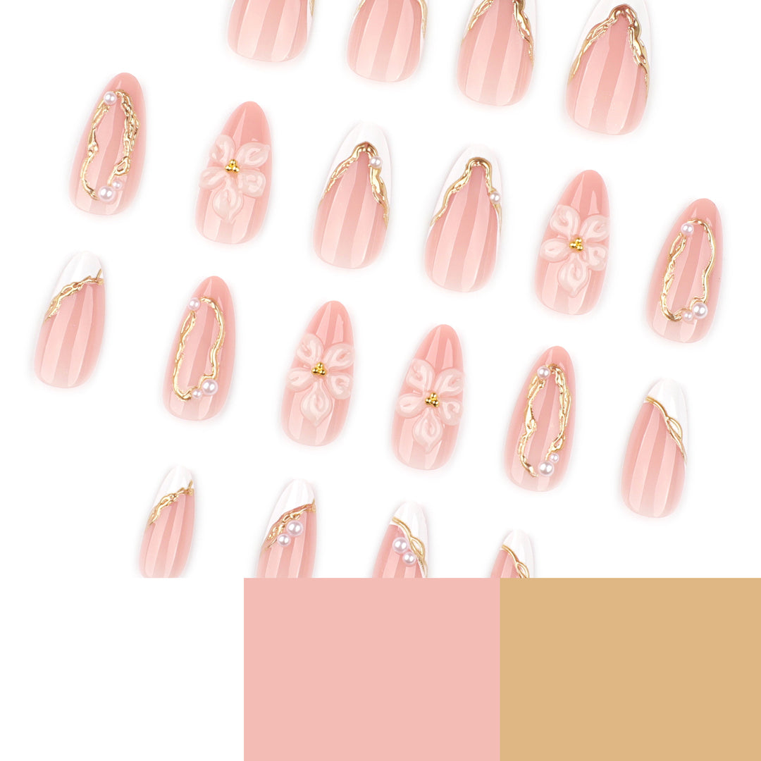 Artful Nail Extensions with Elegant Blooming Accents Stornfield