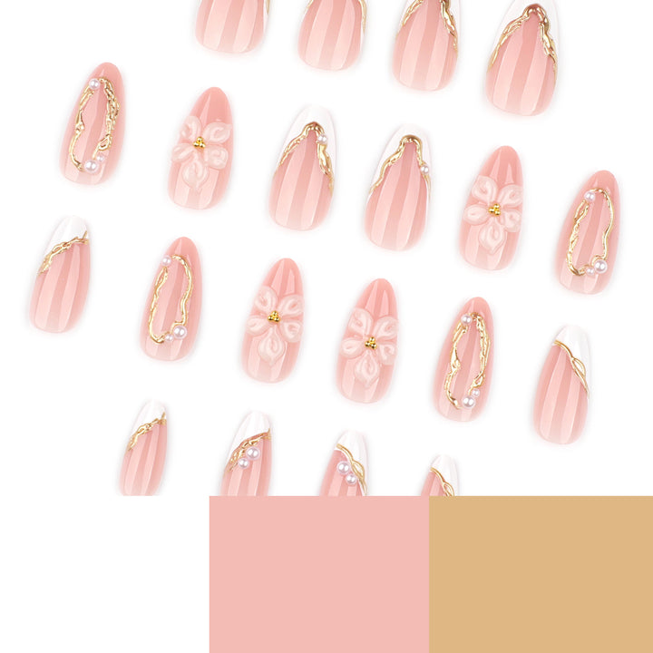 Artful Nail Extensions with Elegant Blooming Accents Stornfield