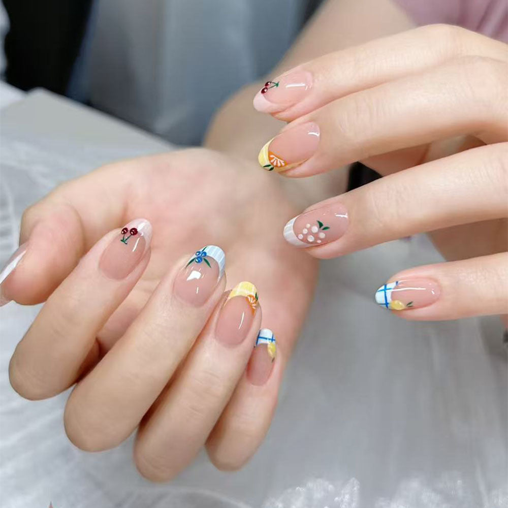 Artificial nails with cheerful flower designs Stornfield