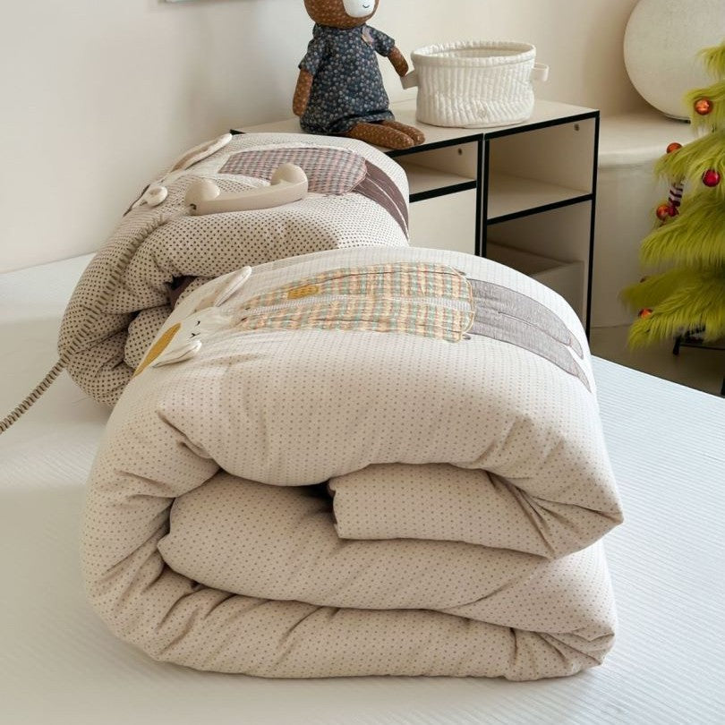 Quilted and Toddler Comforter with Embroidered Bunny Applique