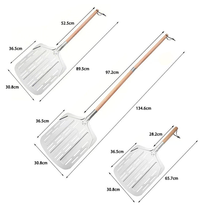 perforated aluminum pizza peel with detachable hardwood handle Stornfield