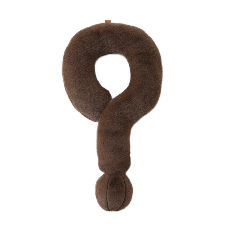 U-shaped neck travel pillow with soft faux fur and pompom