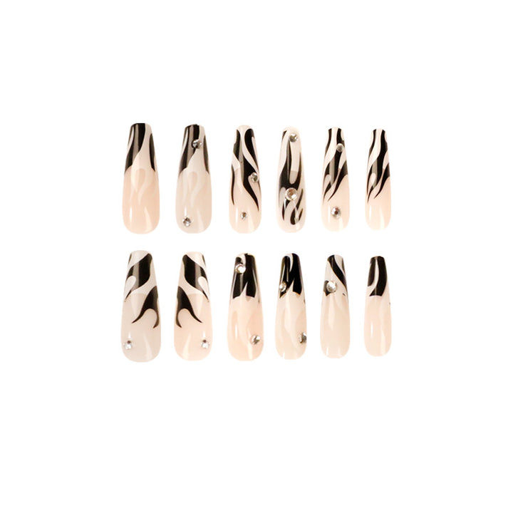 Artful Nail Extensions with Elegant Fire Pattern Stornfield