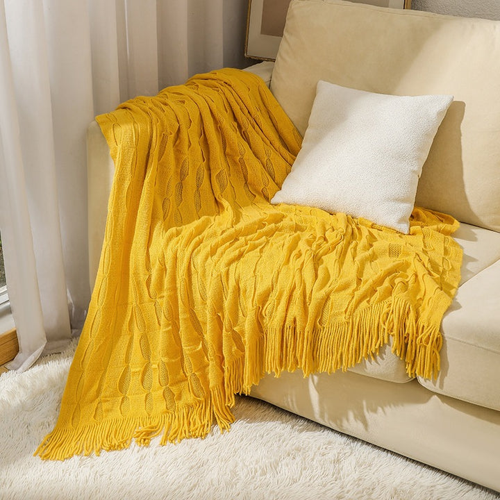 Textured Fringe Throw Blanket