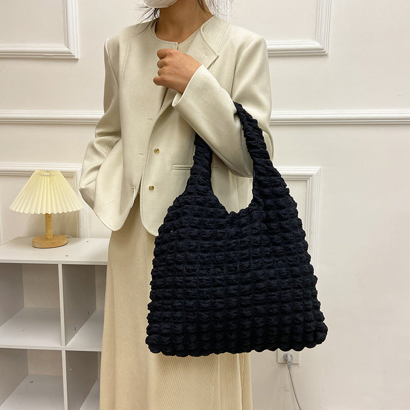 Textured Fabric Shoulder Tote