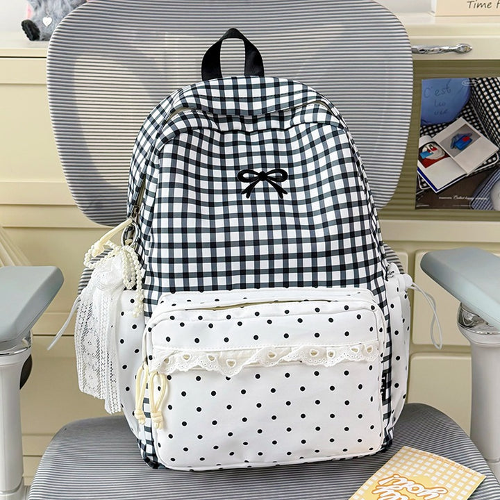 Playful Gingham Print School Backpack Stornfield