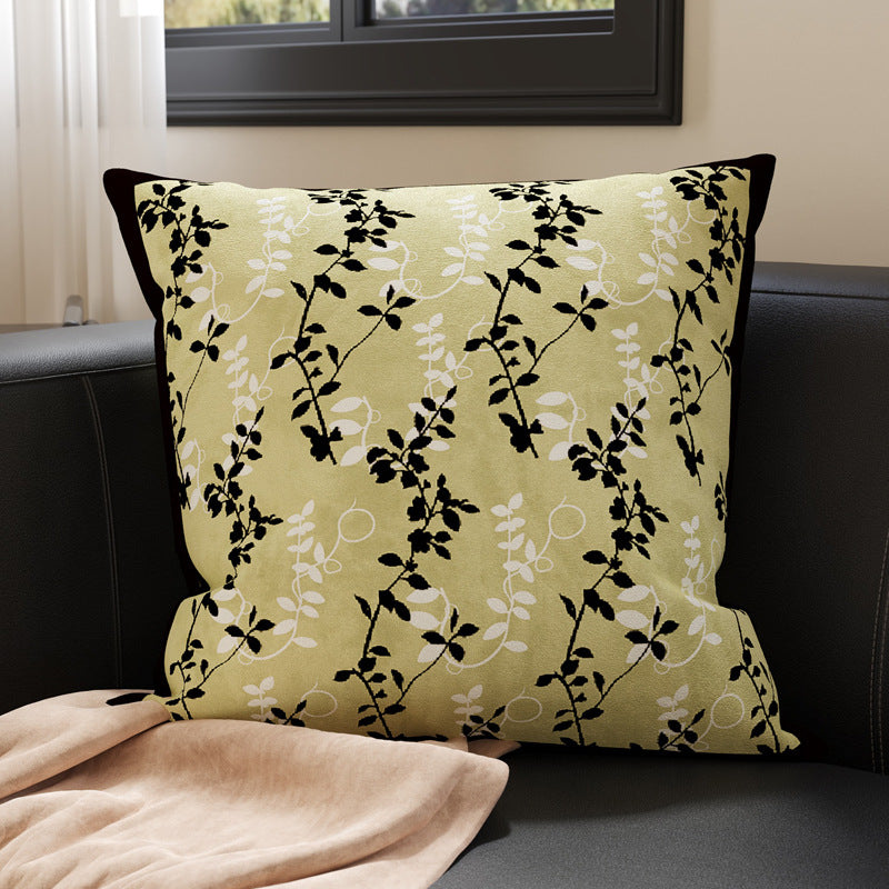Botanical Microfiber Suede Throw Pillow Cover with Hidden Zipper