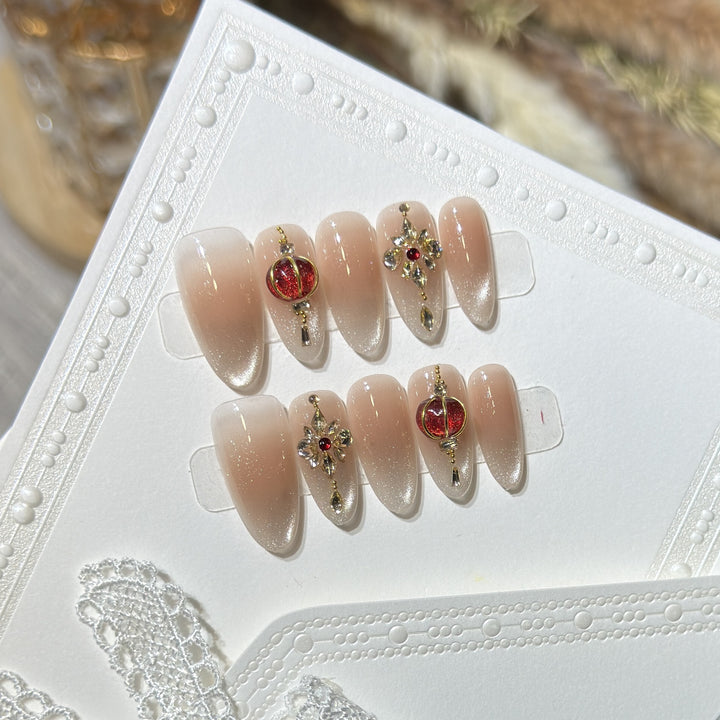 Elegant Stiletto Press-On Nail Set with Gemstone Accents Stornfield