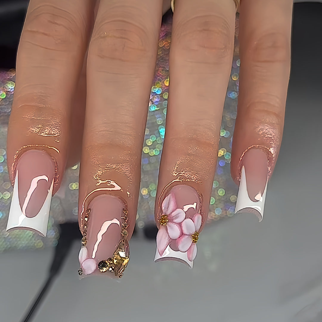 Chic Floral Press-On Nail Art Extensions Stornfield