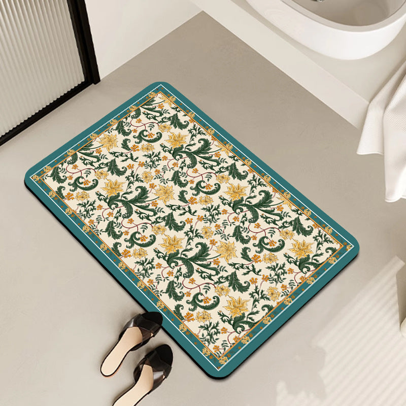Vintage Floral Pattern Bath Mat Stornfield