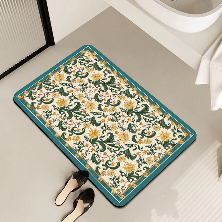 Vintage Floral Pattern Bath Mat Stornfield