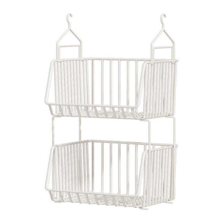 Over-Rod Double Tier Hanging Closet Wire Basket Organizer with Removable Baskets