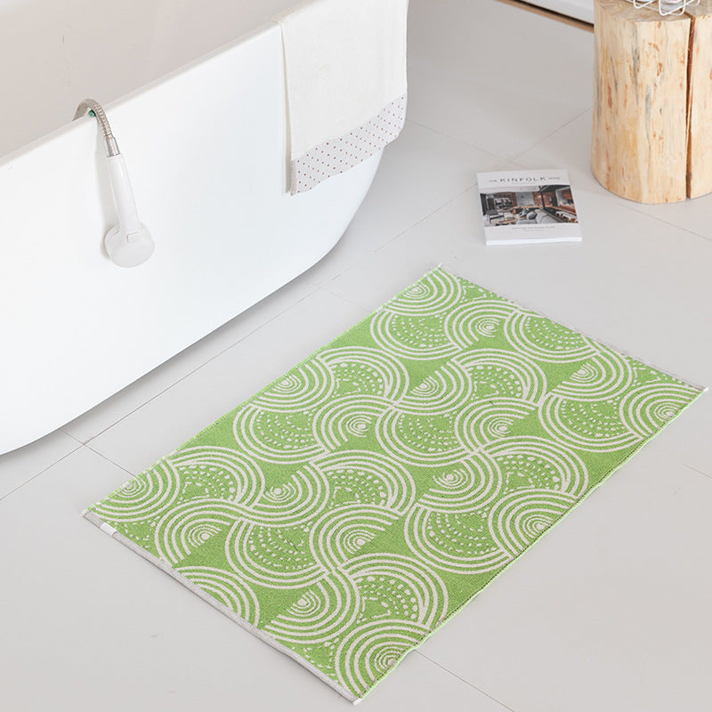 Flat-woven bath mat with abstract geometric pattern Stornfield