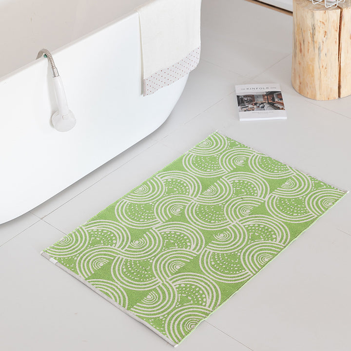 Flat-woven bath mat with abstract geometric pattern Stornfield