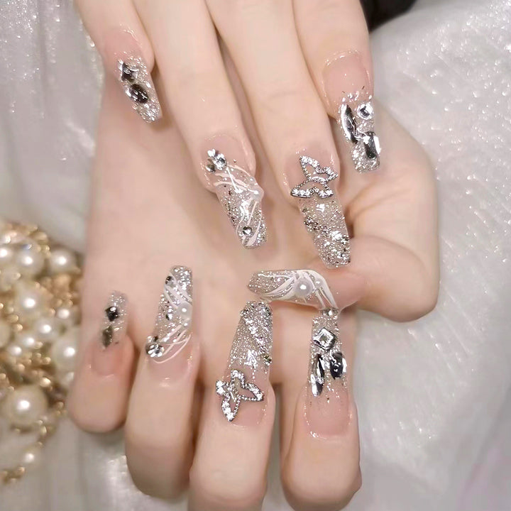 Glamorous Crystal-Embellished Press-On Nail Set Stornfield