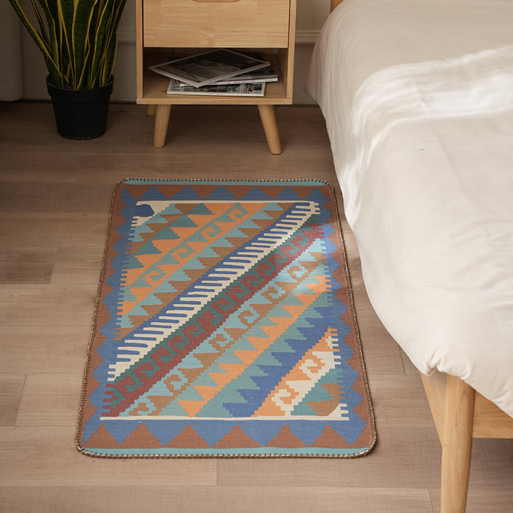 Woven runner rug in ethnic kilim pattern with flat weave structure and non-slip backing Stornfield