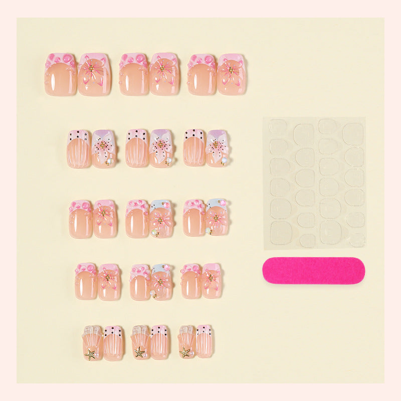 Decorative Press-On Nail Art Kit with Floral and Gem Accents Stornfield