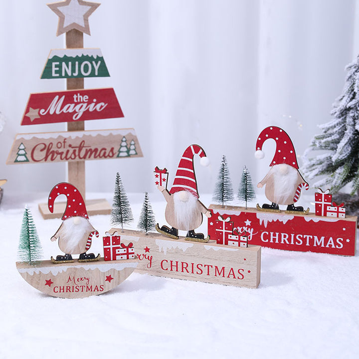 Wooden Christmas Gnome Figurine