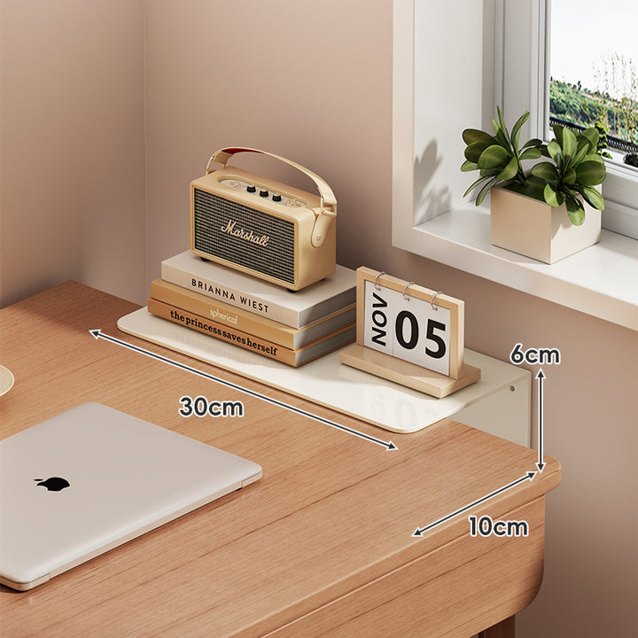 Slim Floating Wall-Mounted Desk Shelf Monitor Riser with Sleek Tempered Glass Surface