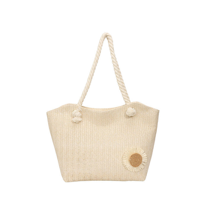 Decorative Floral Embellished Beach Tote Bag Stornfield
