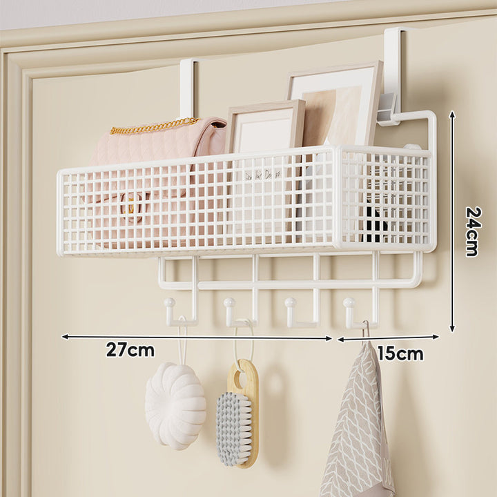 Over-Door Double-Tier Grid Hanging Storage Basket