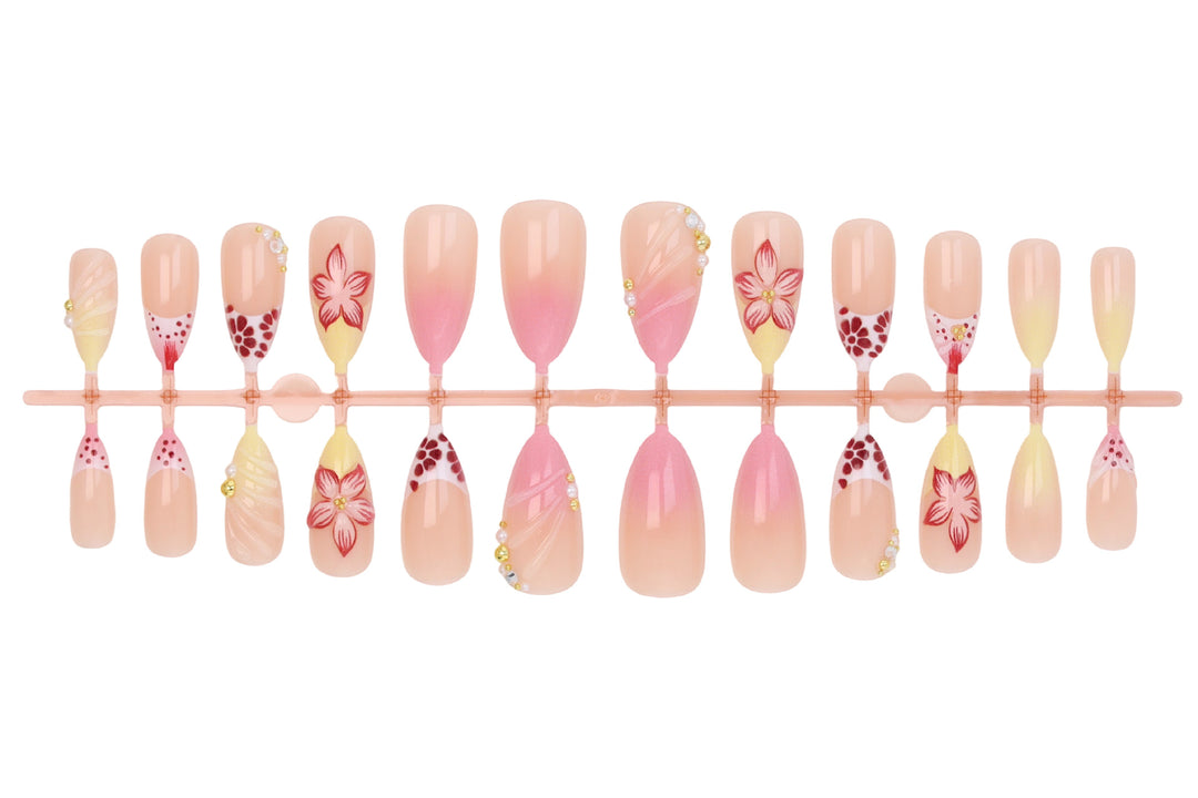 Art nail set with creative floral design and glittering accents Stornfield