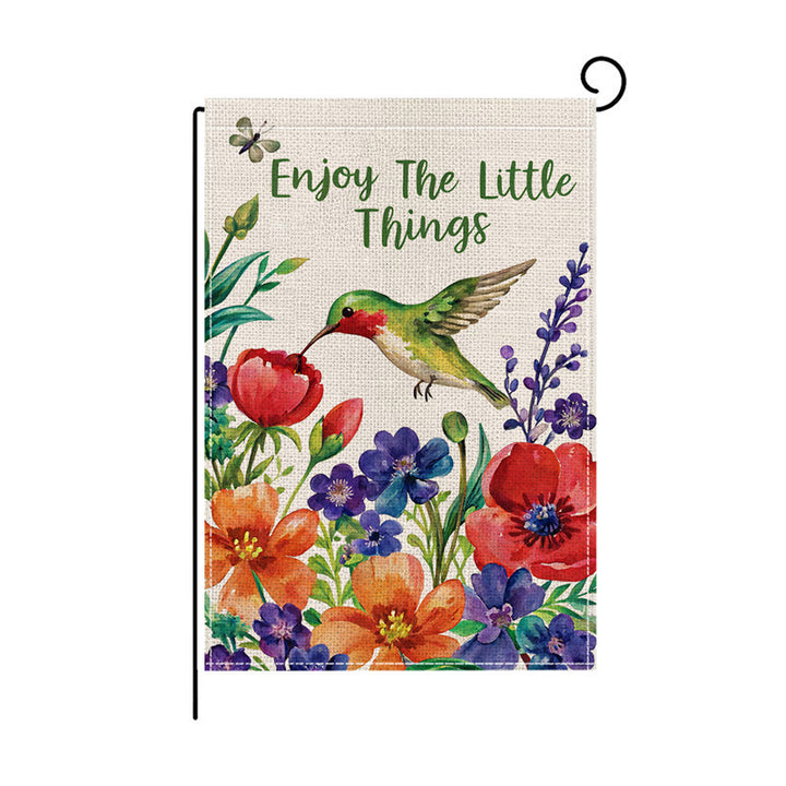 Botanical Welcome Garden Flag Linen-Texture Double-Sided Outdoor Decorative Banner