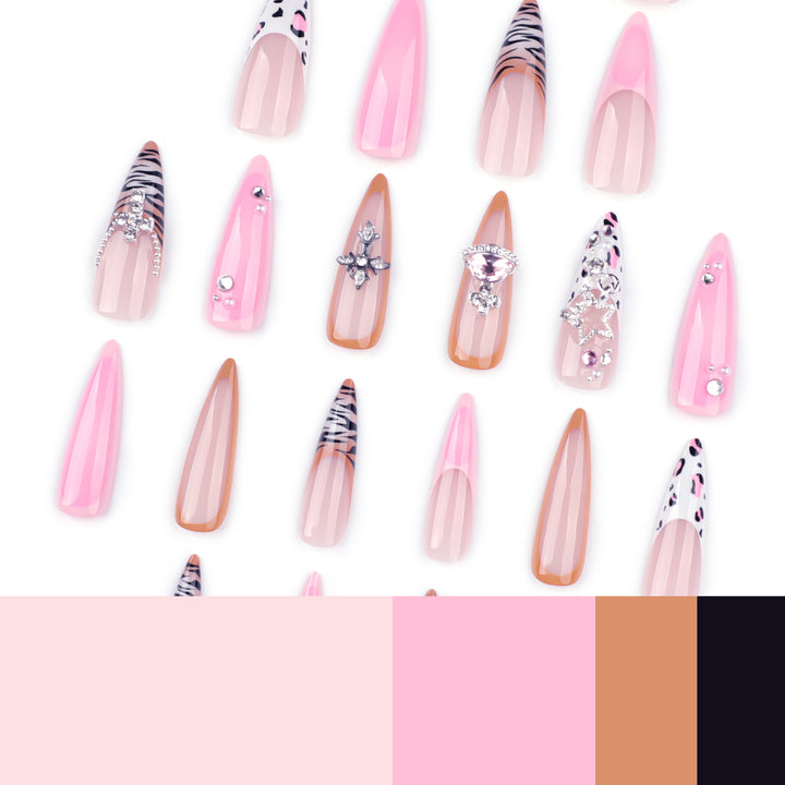 Artful stiletto nails with glitter and rhinestone embellishments Stornfield