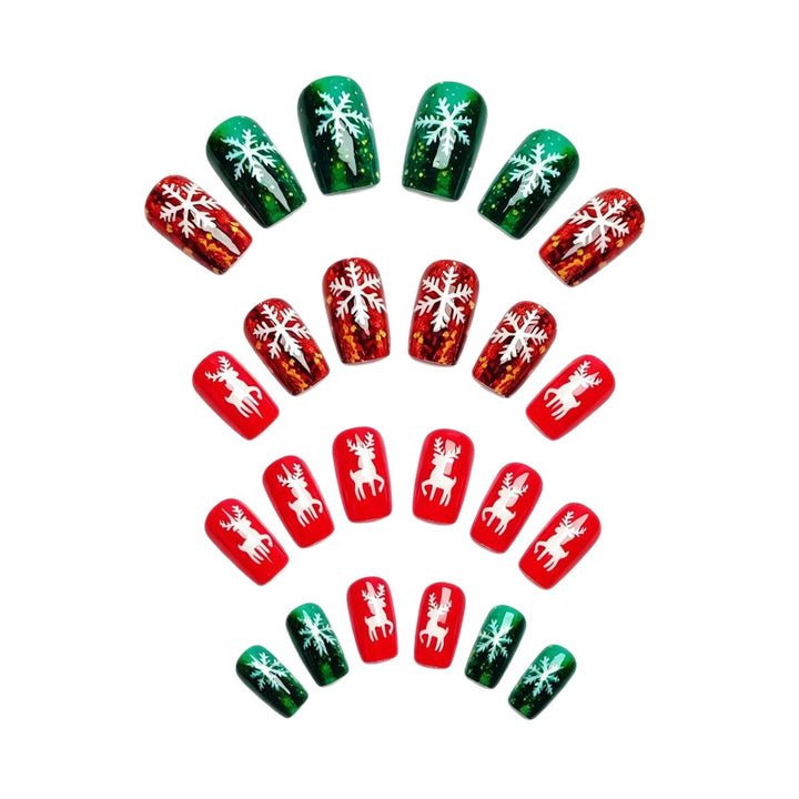 Artificial nails in festive reindeer and snowflake design Stornfield