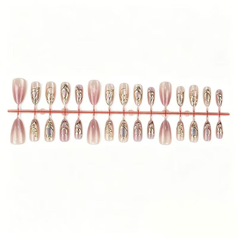 Artistic Press-On Nail Set with Gold Accents Stornfield
