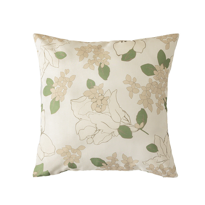 Cotton decorative pillow with raised dog tuft embroidery and contrasting piping