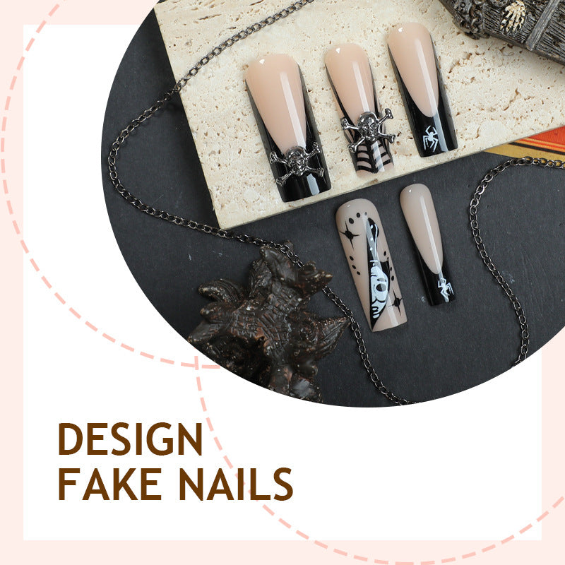Artificial nail set with creative spider and creepy elements Stornfield
