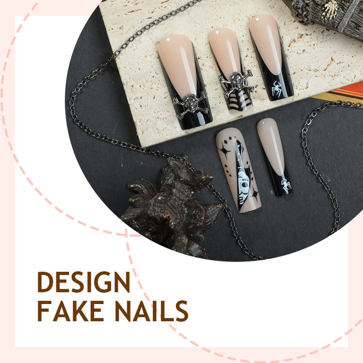 Artificial nail set with creative spider and creepy elements Stornfield