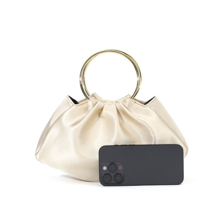Satin Ring Handle Evening Bag